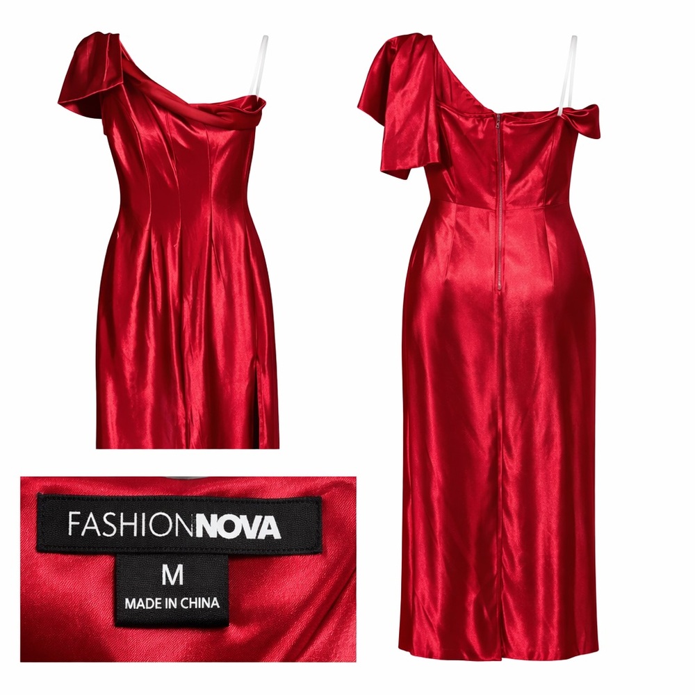 Fashion Nova One Shoulder Red Dress